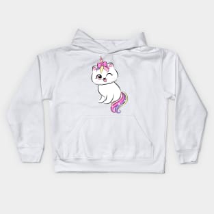 Cute loving Caticorn Blinking Unicorn girl Kids Hoodie